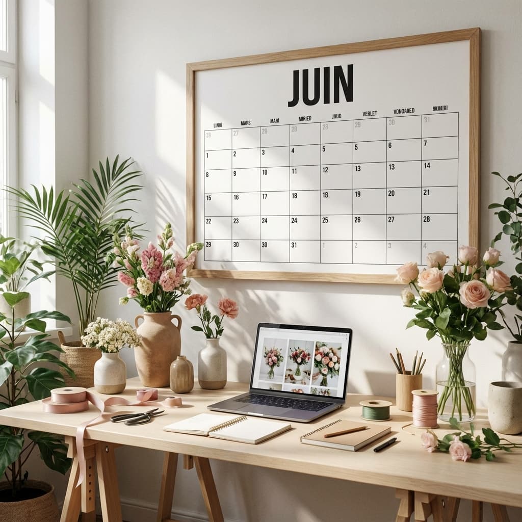 Bureau créatif avec calendrier de planification