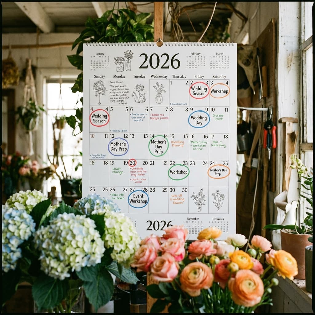 Calendrier éditorial Fleuriste 2026
