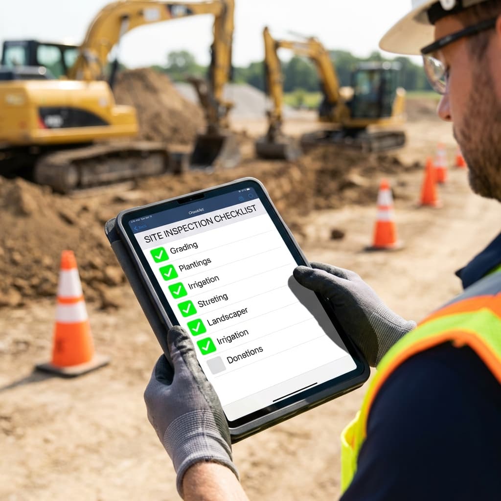 Checklist sur tablette sur un chantier