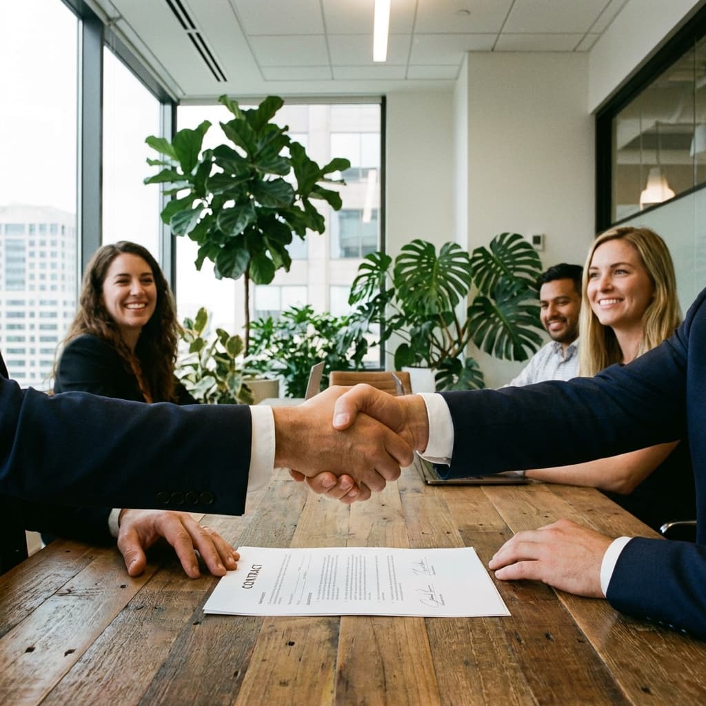 Signature d'un contrat de fleurissement en entreprise