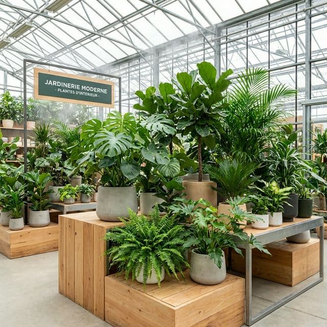 Rayon de jardinerie avec plantes vertes