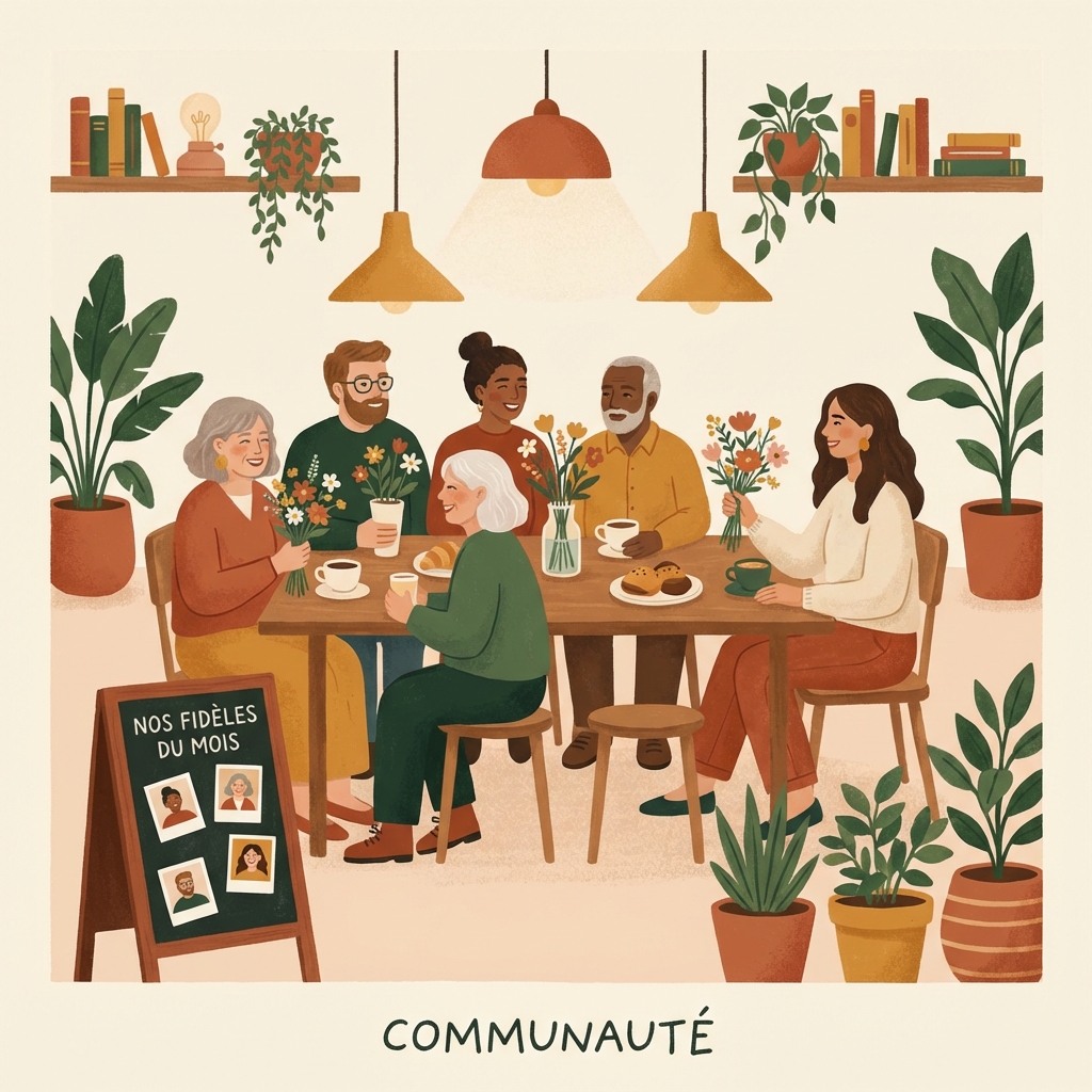 Illustration : une communauté de clients fidèles réunis